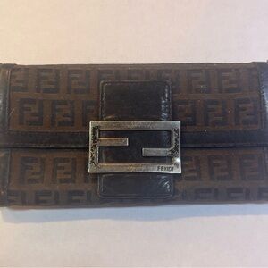 Fendi Wallet Zucchino FF monogram Logo Black and Brown Wallet